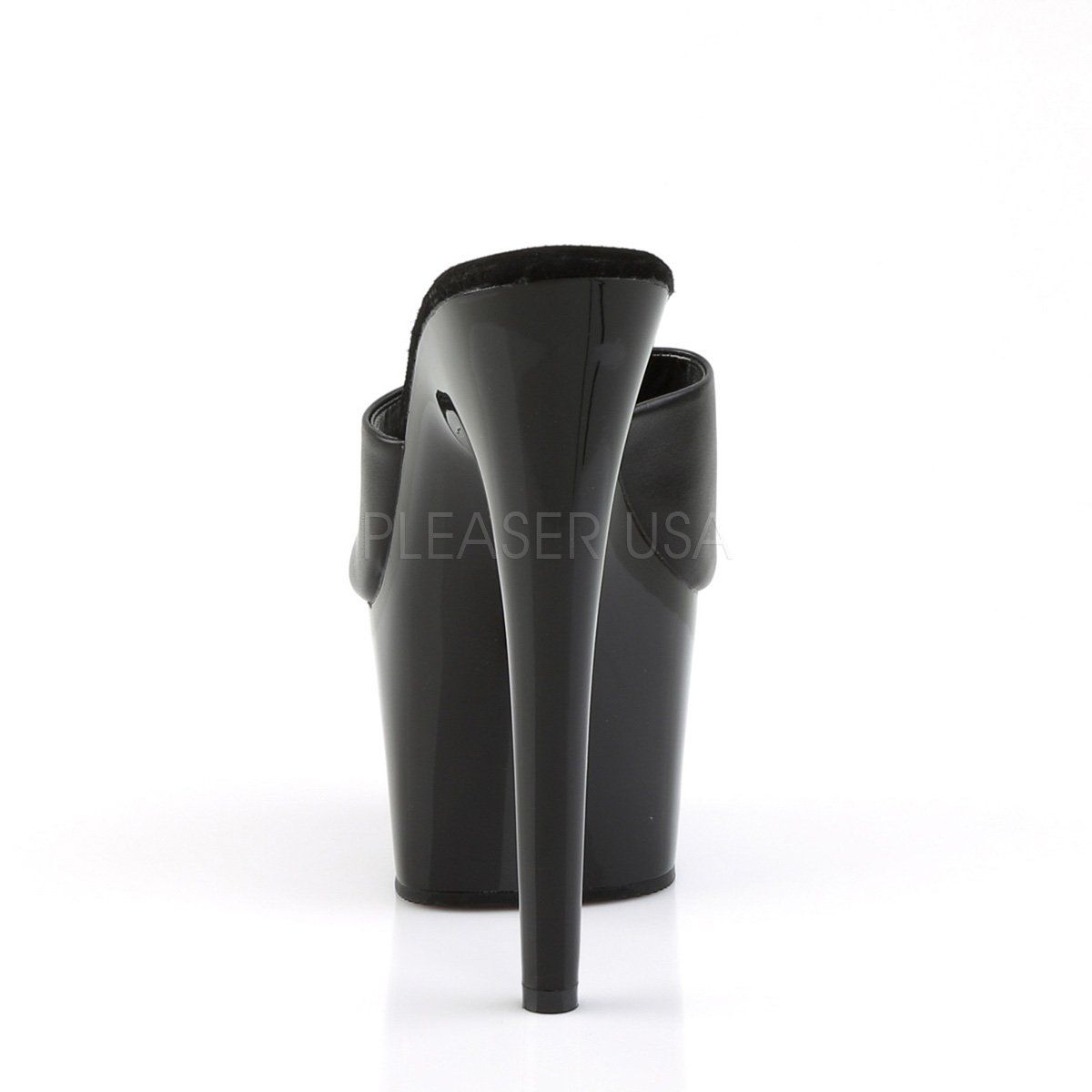 ADORE-701 Black Leather/ Black Slide Pleaser