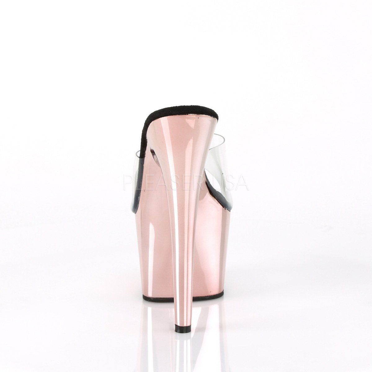 ADORE-701 Clear/Rose Gold Chrome Slide Pleaser