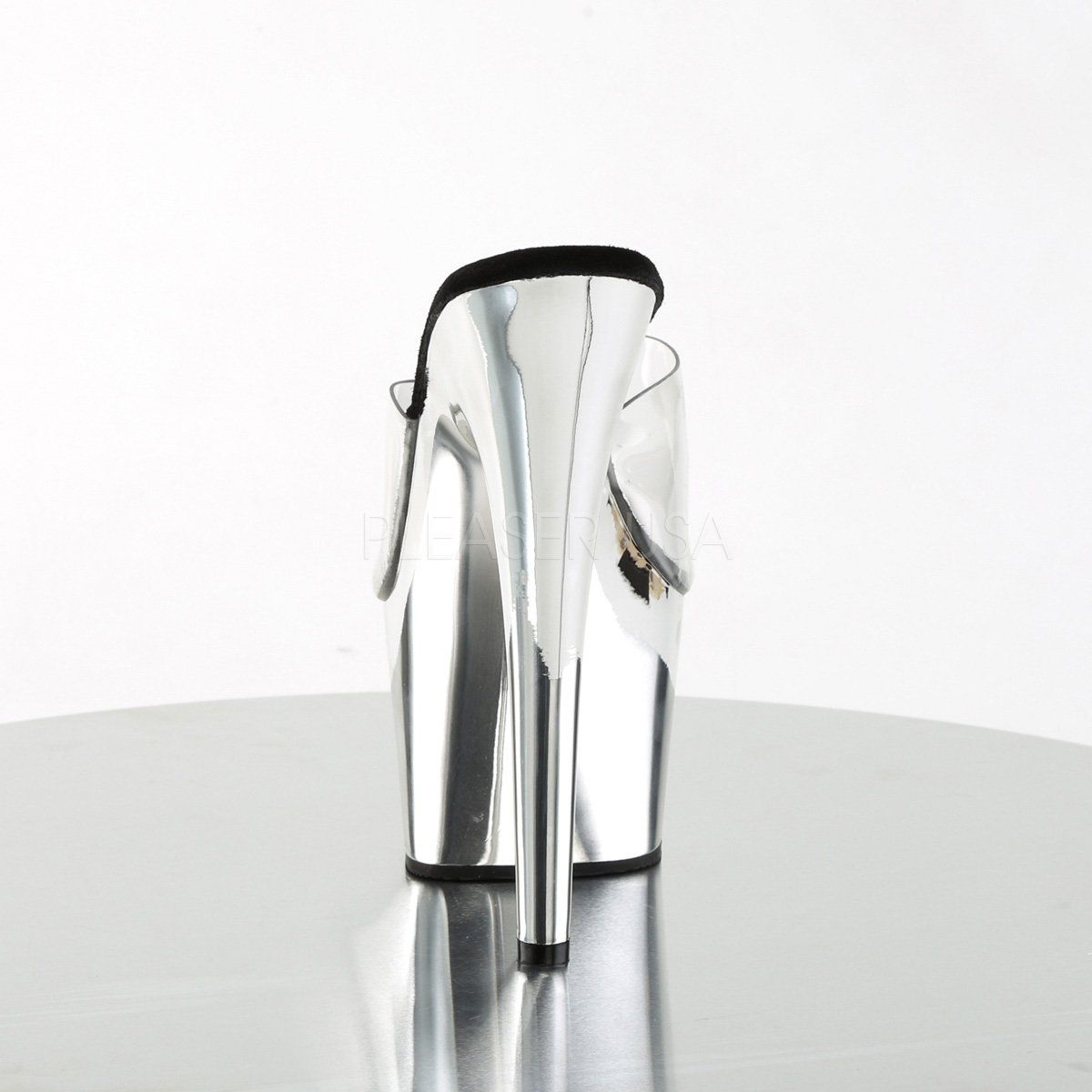 ADORE-701 Clear/Silver Chrome Slide Pleaser
