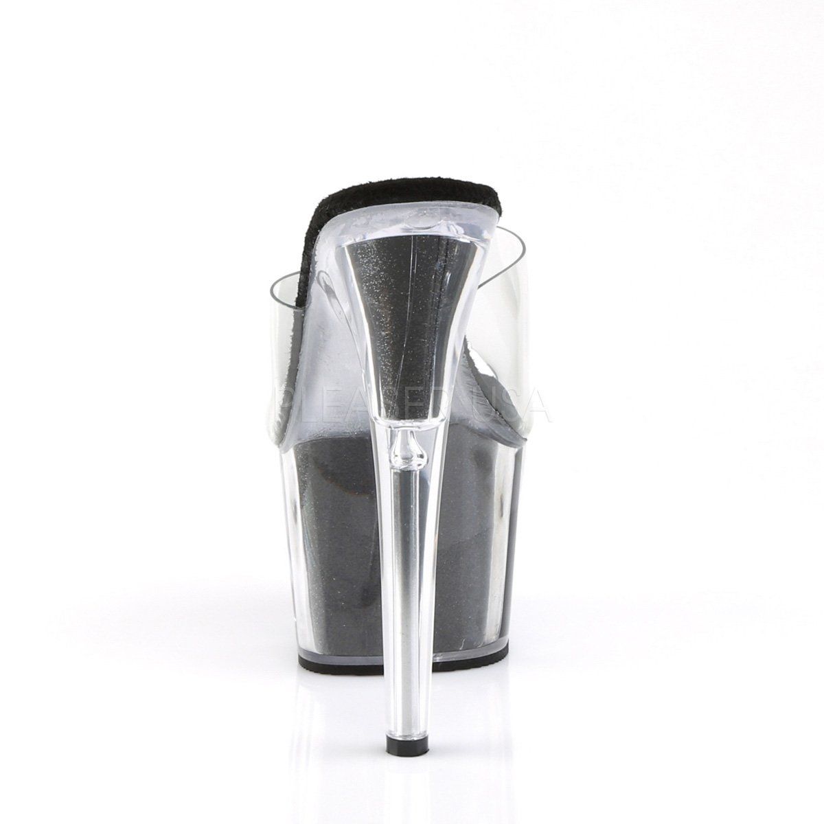 ADORE-701G Clear/Black Glitter Slide Pleaser
