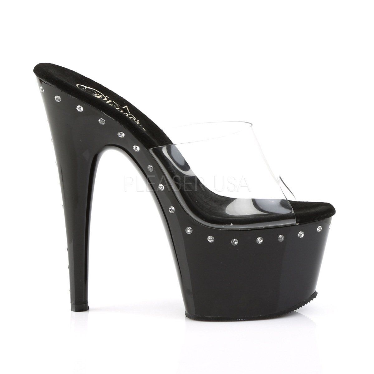 ADORE-701LS Clear/Black Slide Pleaser