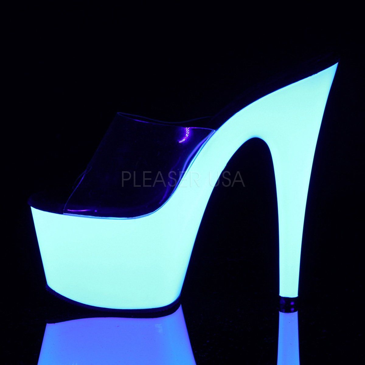ADORE-701UV Clear/Neon White Slide Pleaser