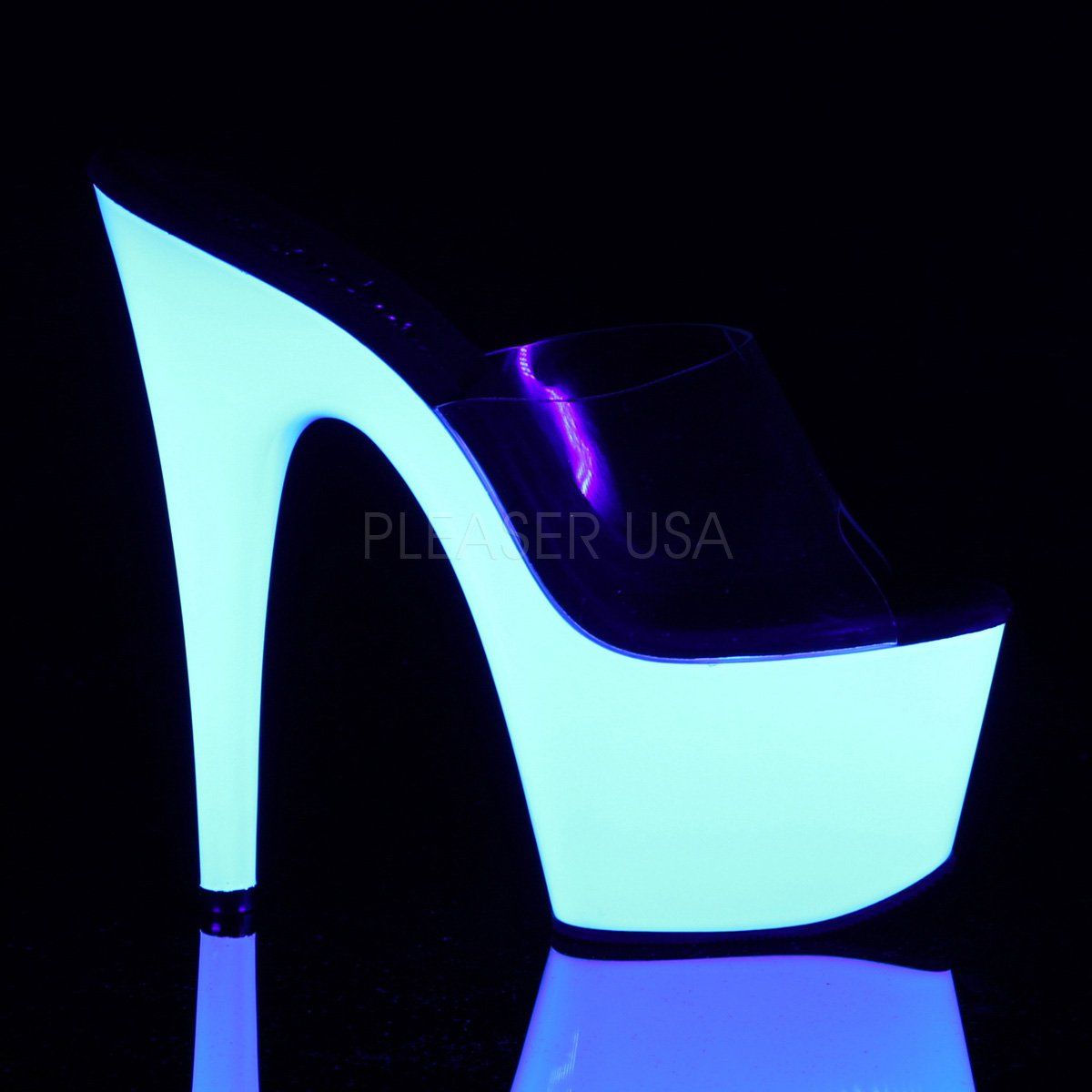 ADORE-701UV Clear/Neon White Slide Pleaser