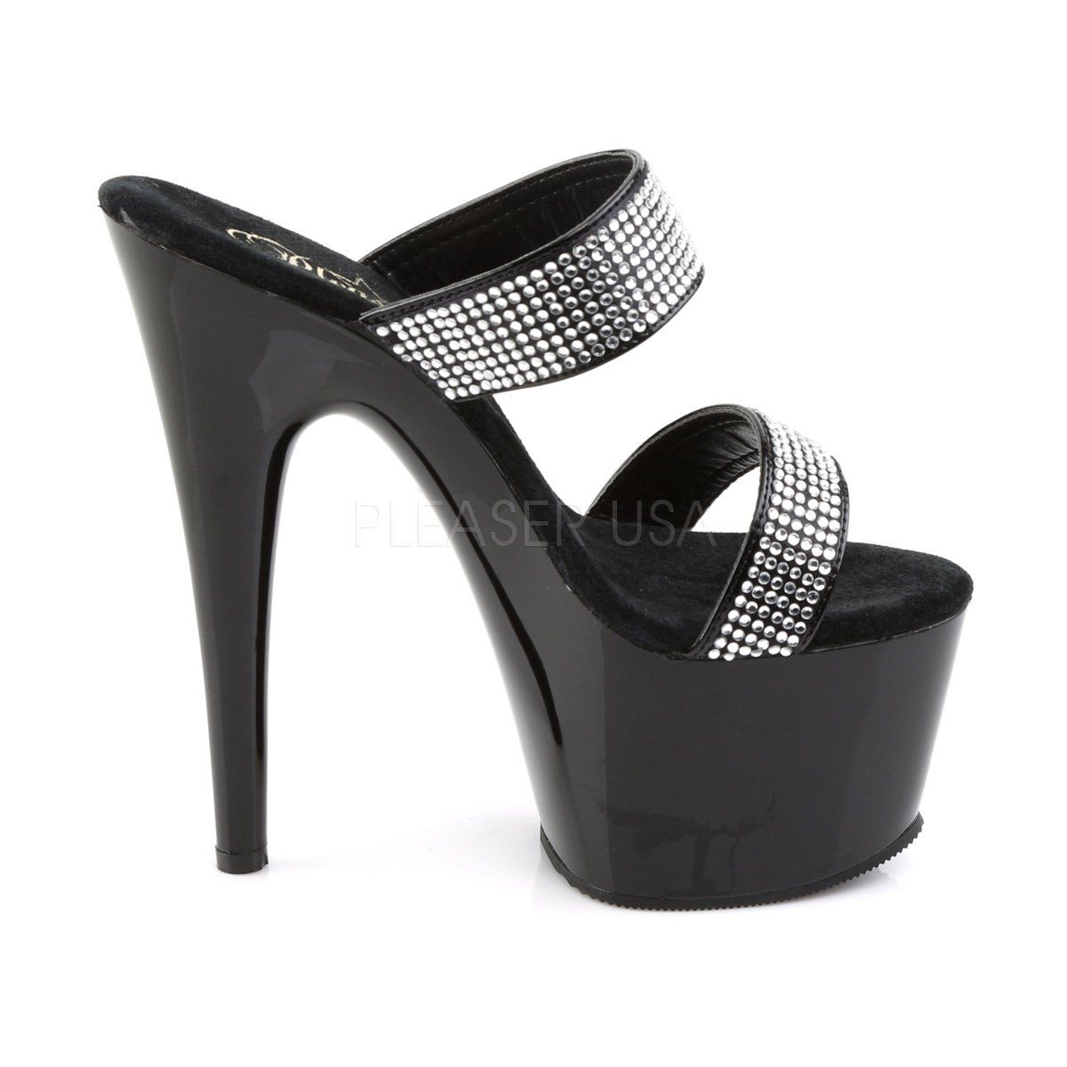 ADORE-702-2 Black Patent Slide Pleaser