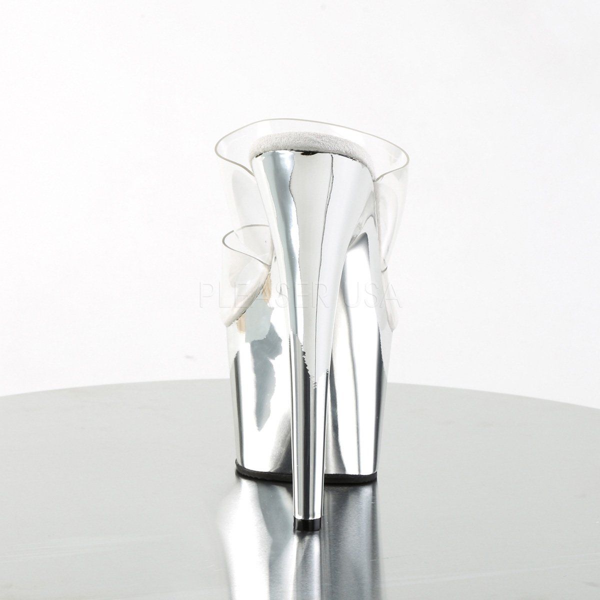 ADORE-702 Clear/Silver Chrome Slide Pleaser