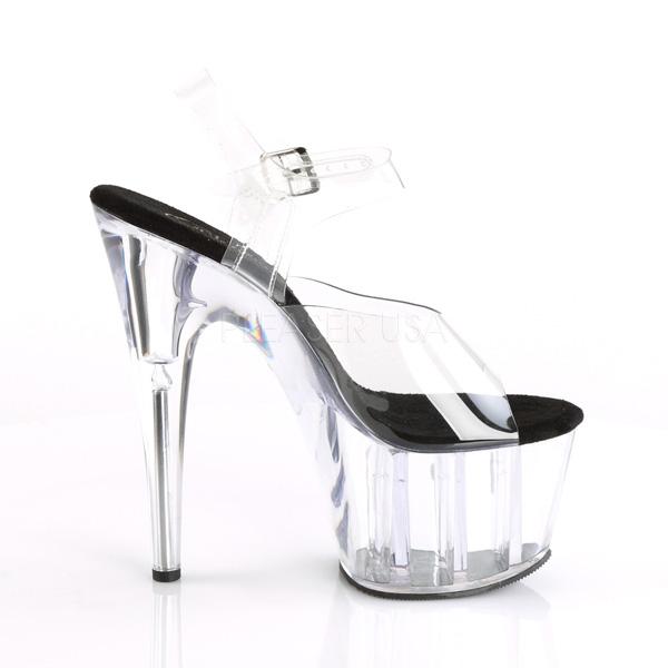 ADORE-708 Clear-Black/ Clear Platform Sandal Pleaser