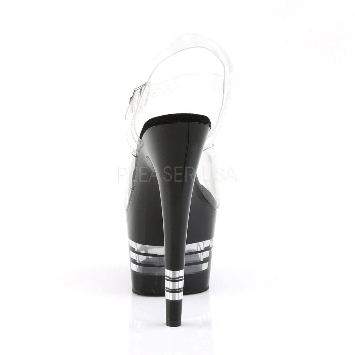 ADORE-708LN Clear/Black Platform Sandal Pleaser