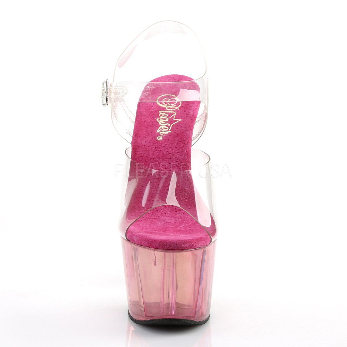 ADORE-708MCT Clear/Pink Tinted Platform Sandal Pleaser