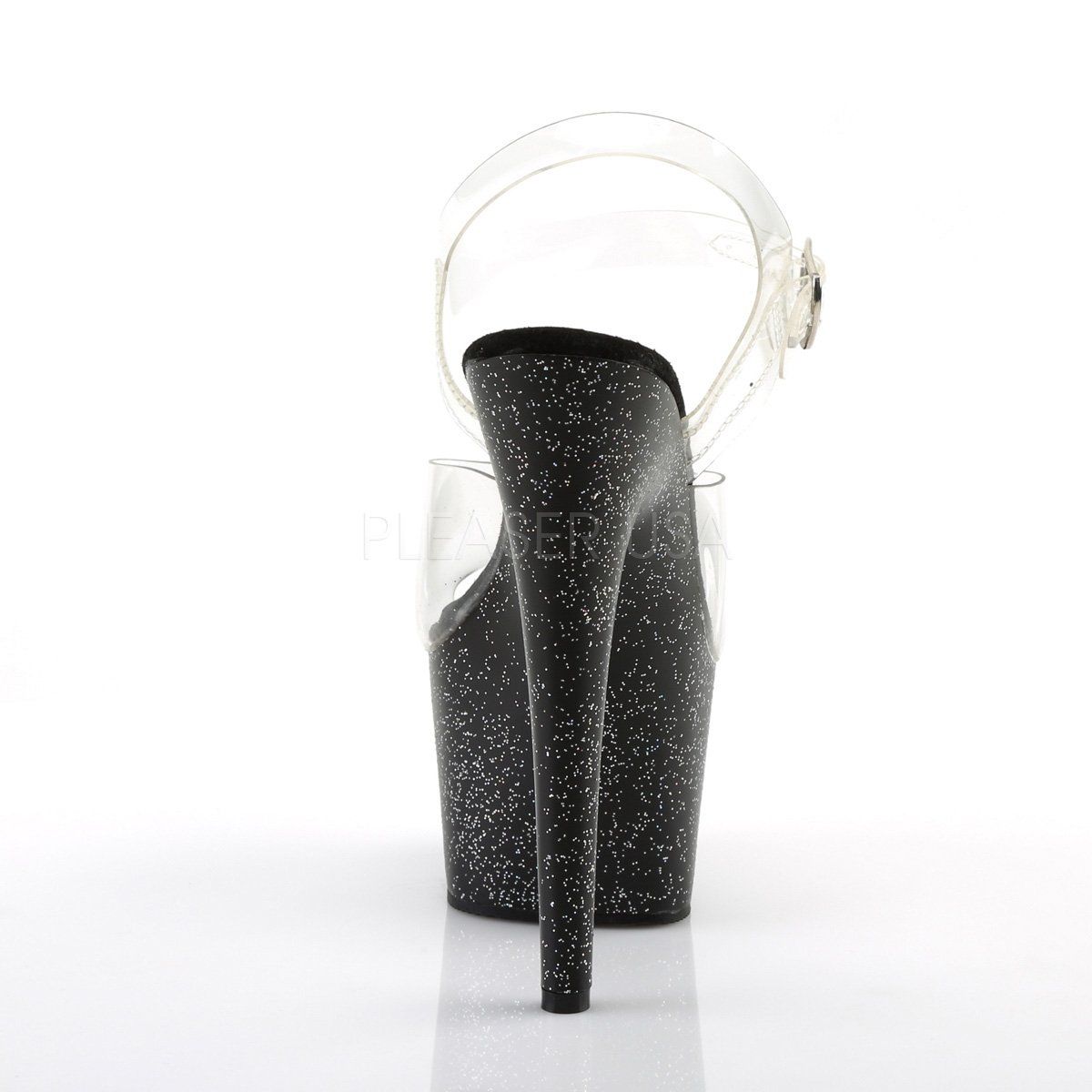 ADORE-708MG Clear/ Black Platform Sandal Pleaser