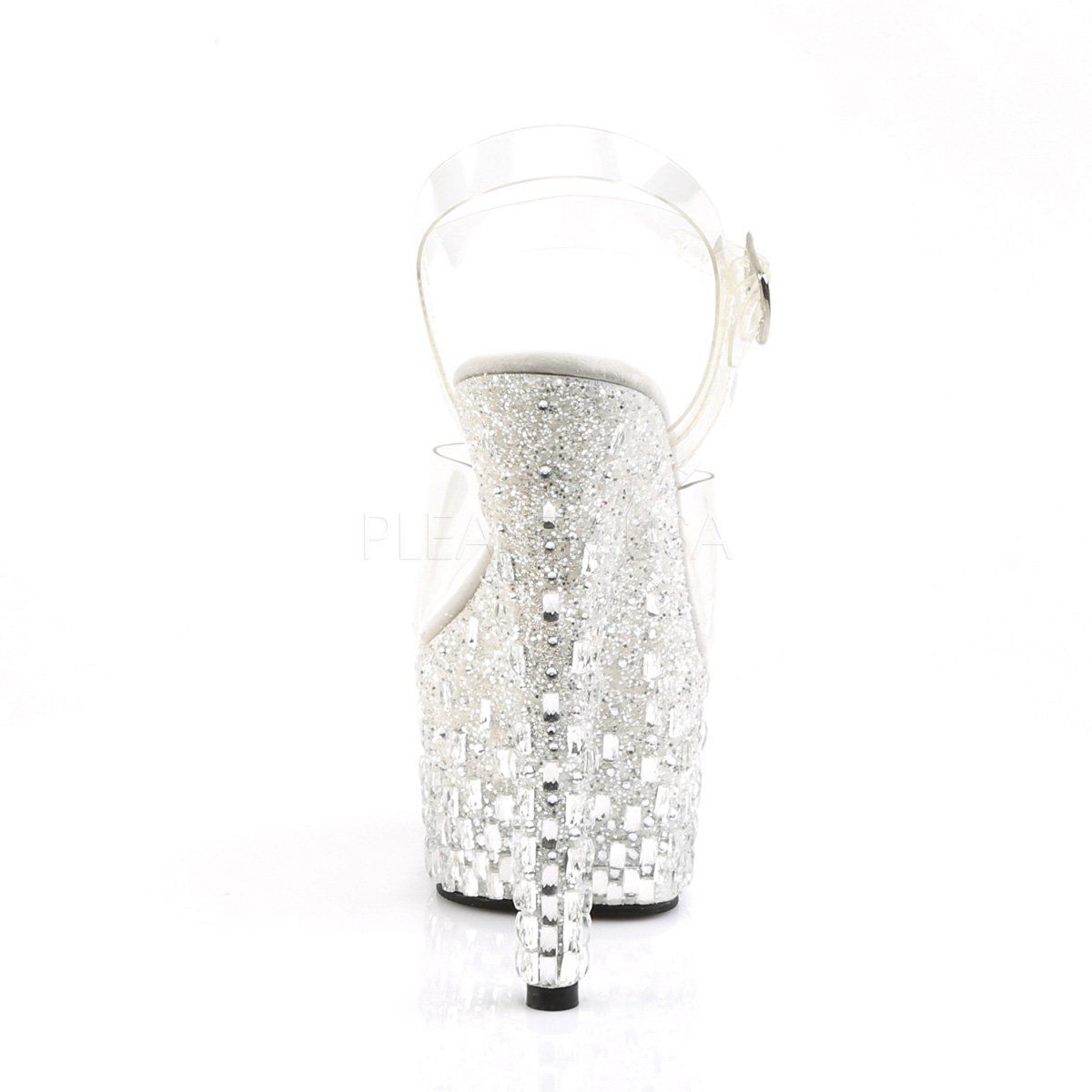 ADORE-708MR-5 Clear/White-Silver Platform Sandal Pleaser