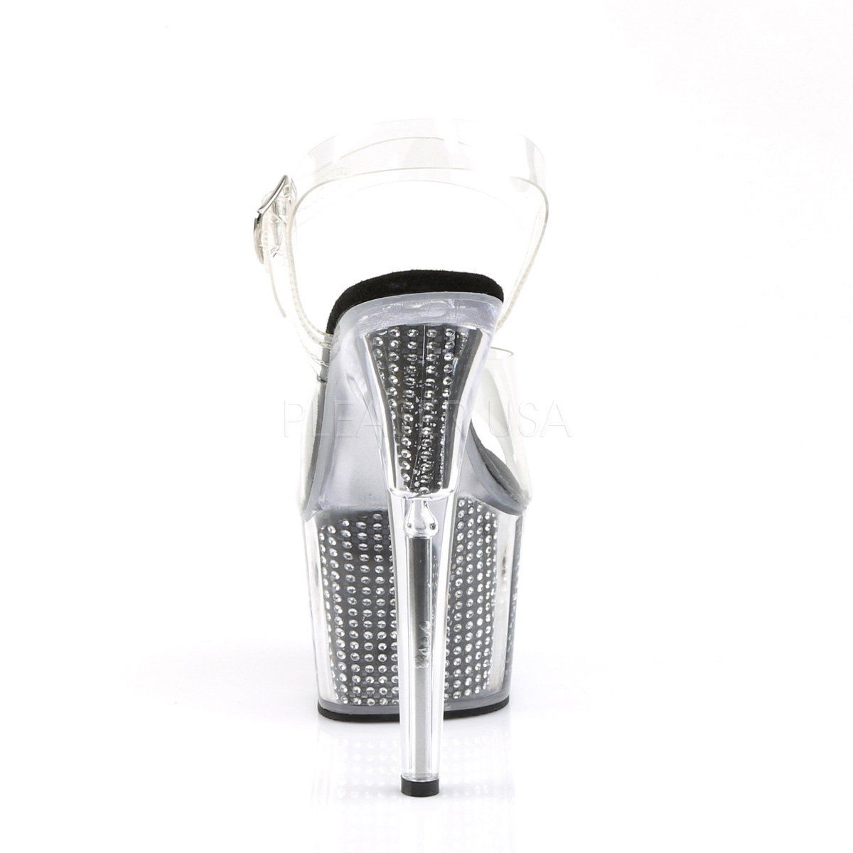 ADORE-708SRS Clear/Black SRS Platform Sandal Pleaser