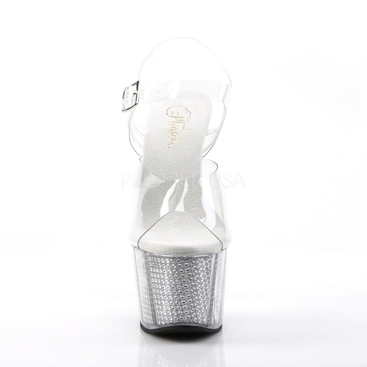 ADORE-708SRS Clear/Silver SRS Platform Sandal Pleaser