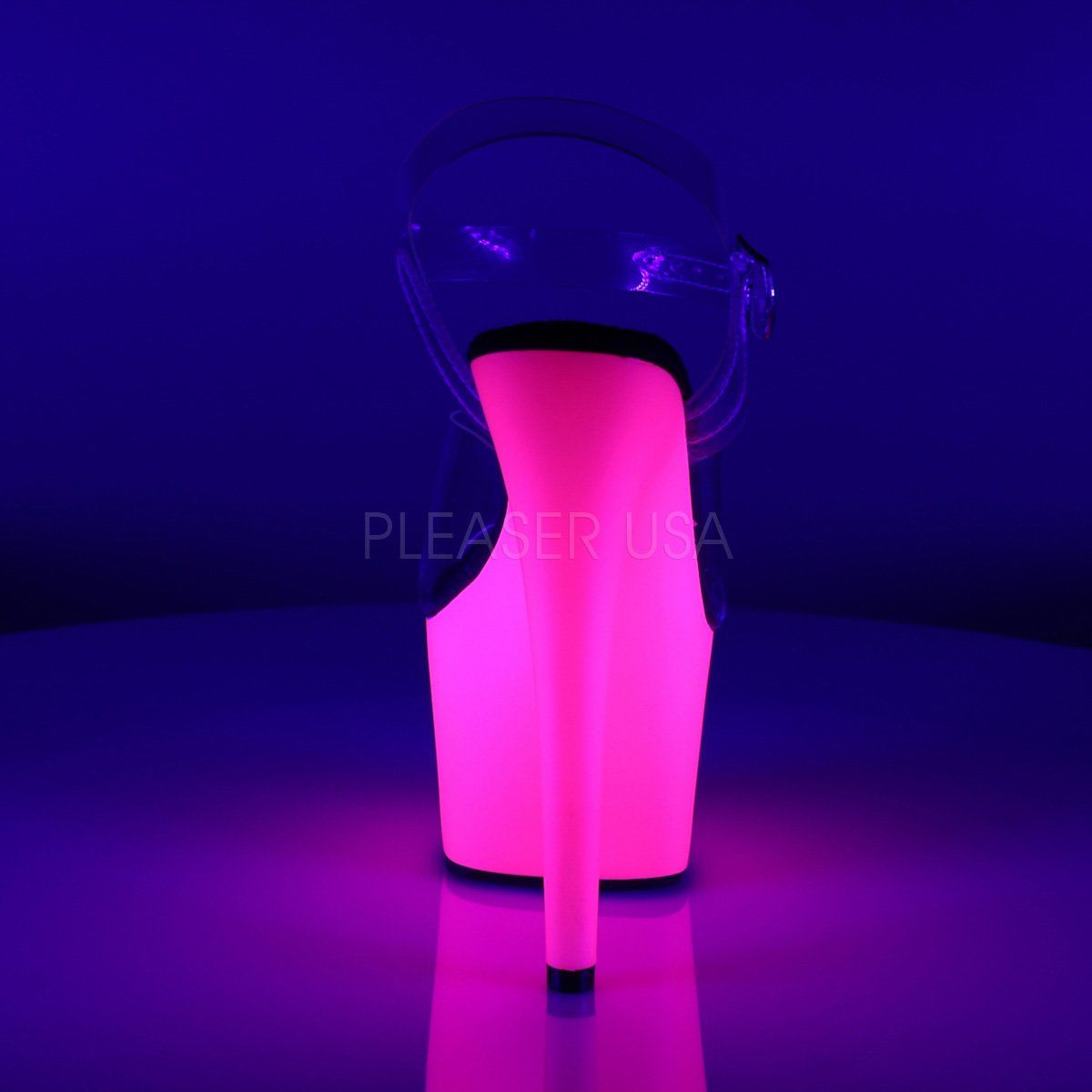 ADORE-708UV Clear/Neon Pink Platform Sandal Pleaser