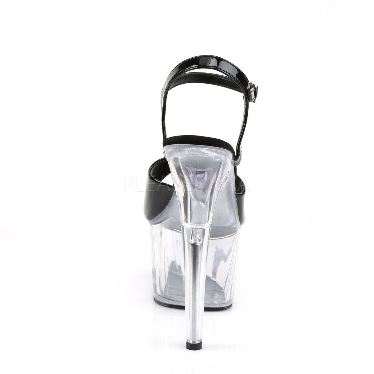 ADORE-709 Black Patent/ Clear Platform Sandal Pleaser