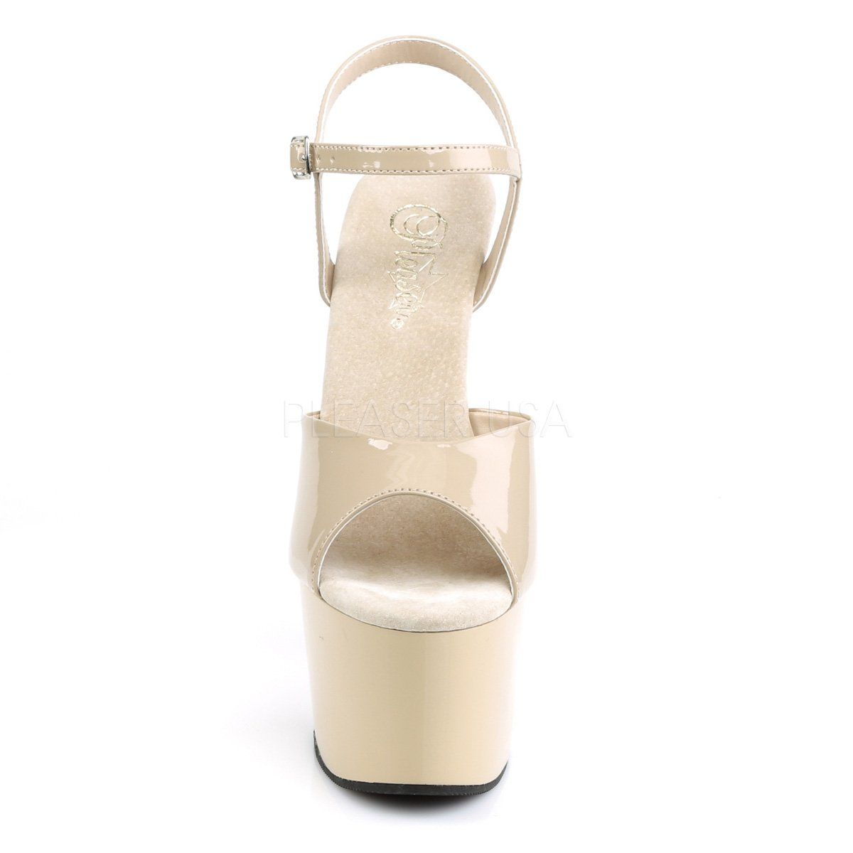 ADORE-709 Cream Patent/ Cream Platform Sandal Pleaser