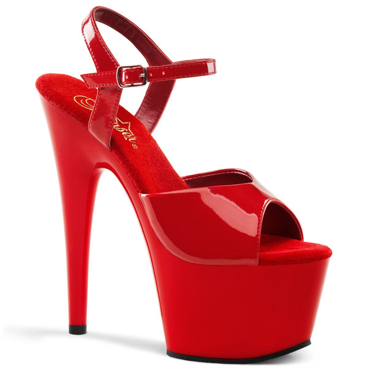 ADORE-709 Red/Red Platform Sandal Pleaser