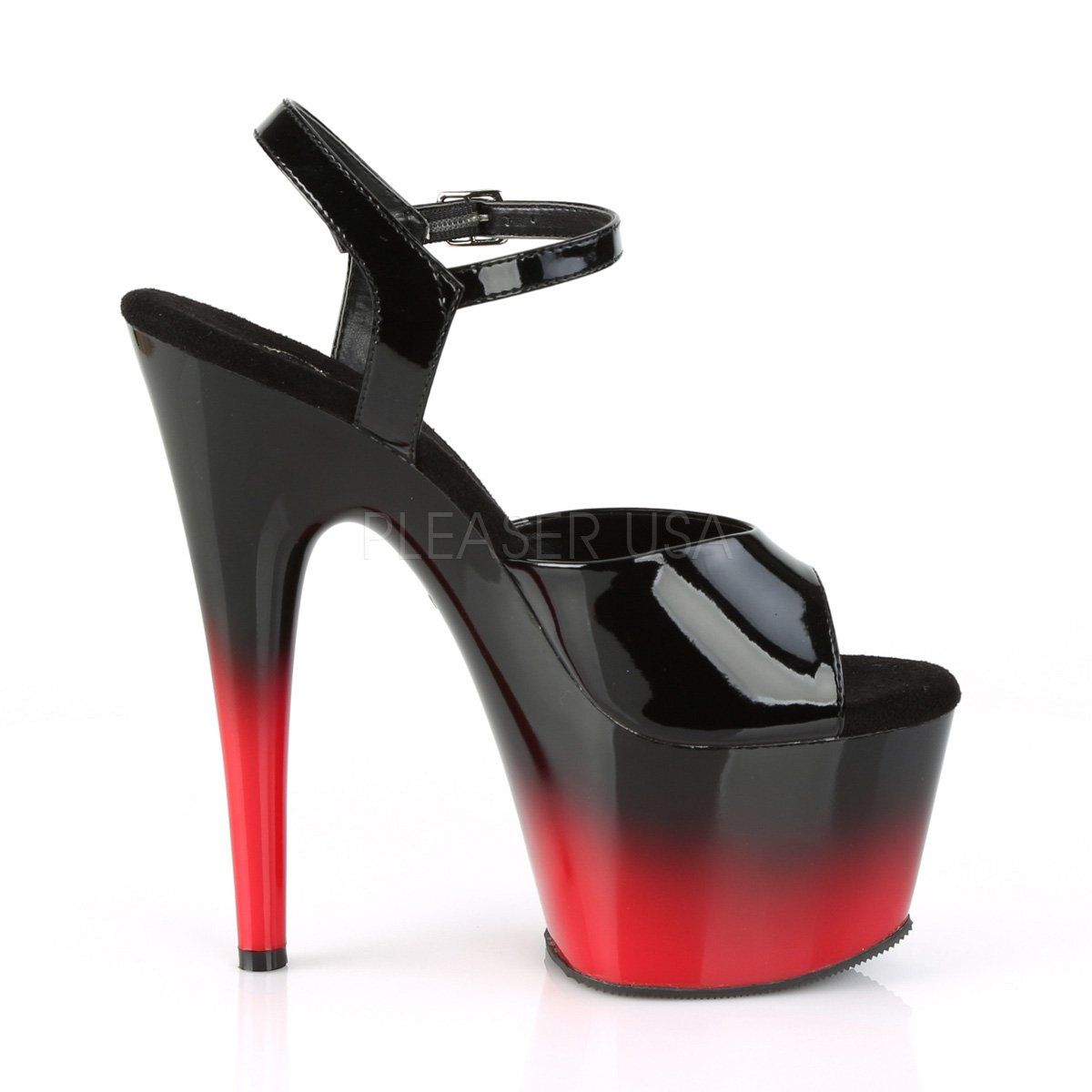 ADORE-709BR-H Black Patent-Red Platform Sandal Pleaser