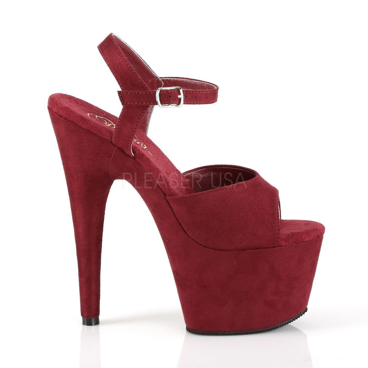ADORE-709FS Burgundy Faux Suede/Burgundy Faux Suede Platform Sandal Pleaser