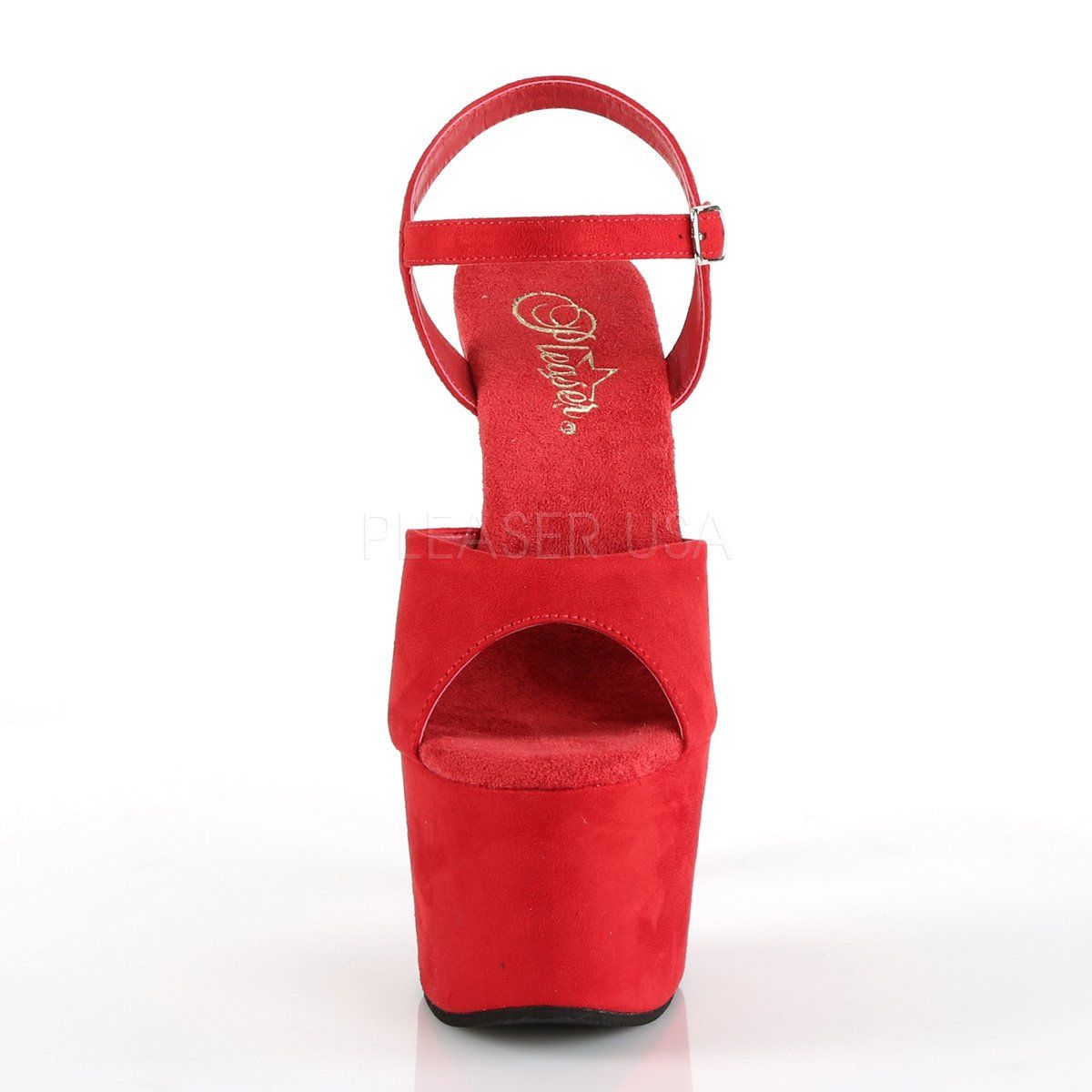 ADORE-709FS Red Faux Suede/Red Faux Suede Platform Sandal Pleaser
