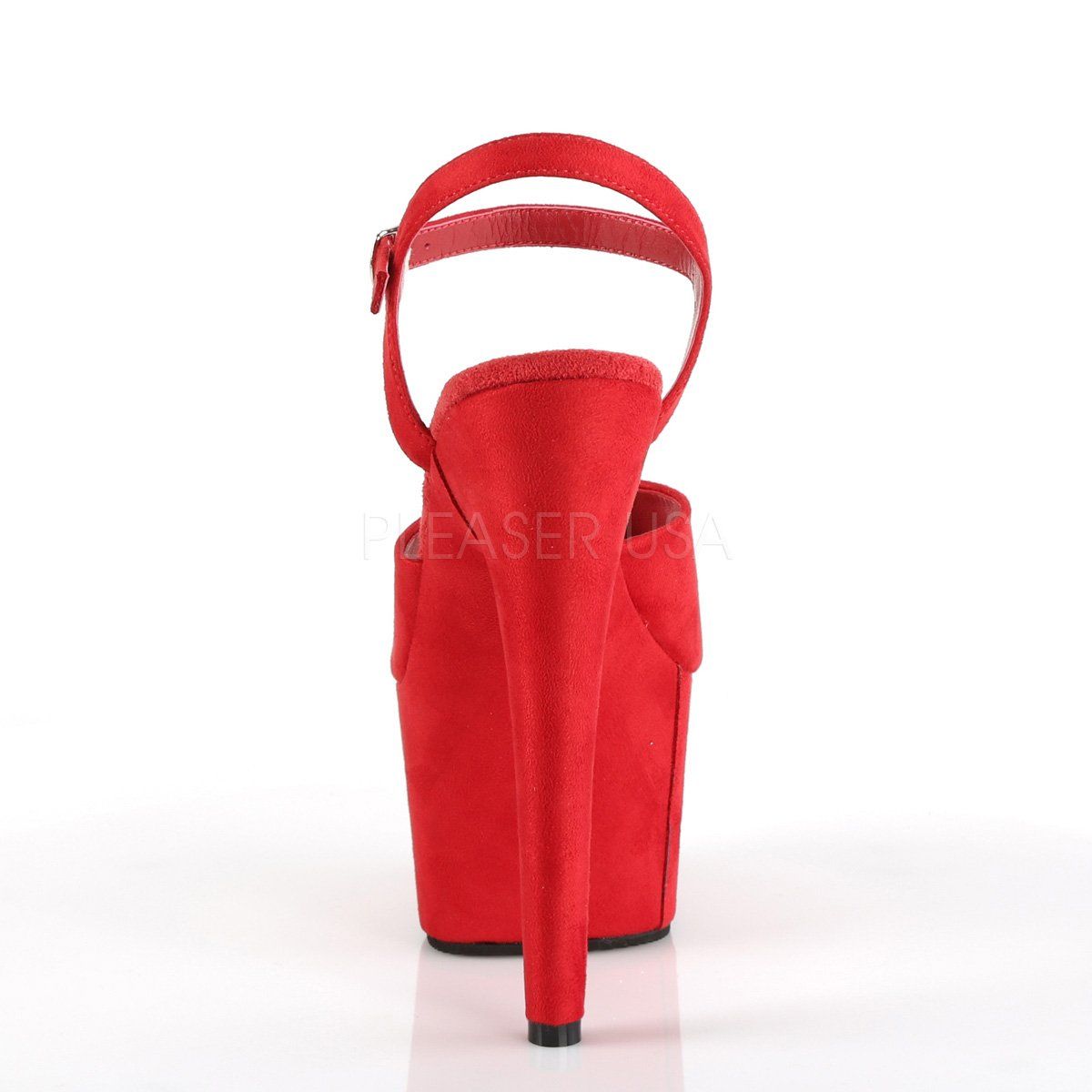 ADORE-709FS Red Faux Suede/Red Faux Suede Platform Sandal Pleaser