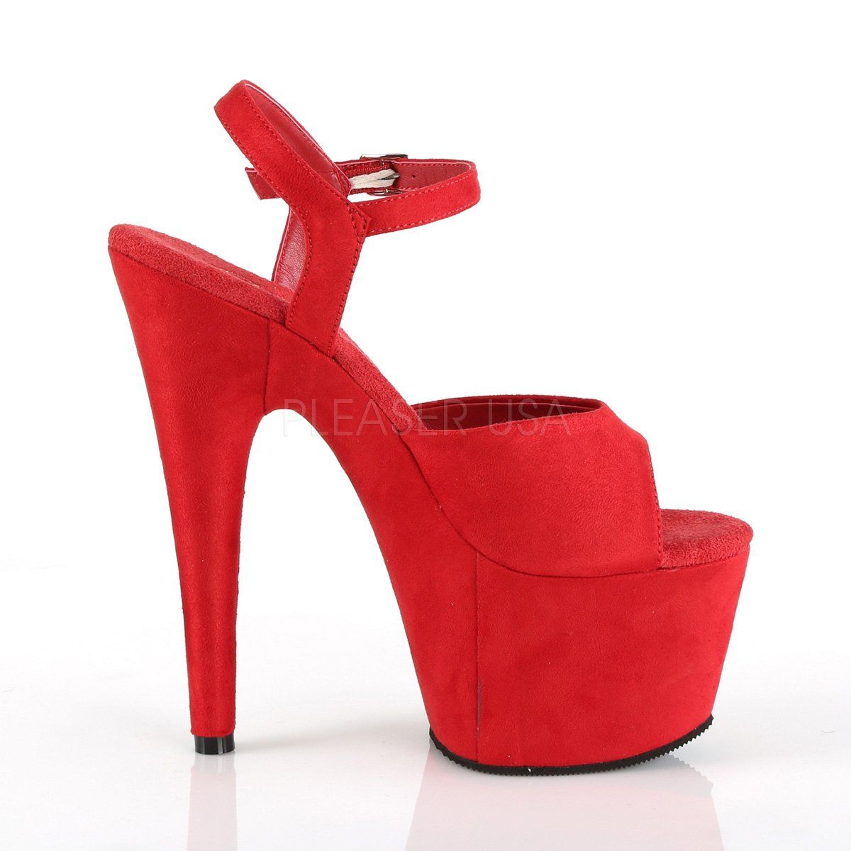 ADORE-709FS Red Faux Suede/Red Faux Suede Platform Sandal Pleaser