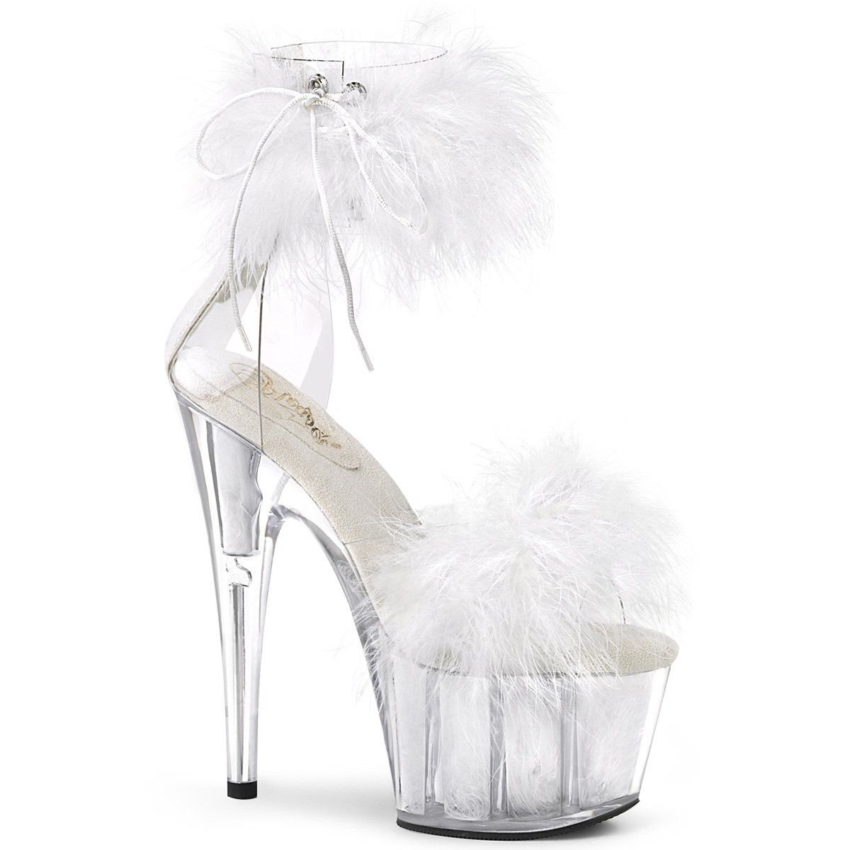 ADORE-724F Clear-White Fur/White Fur Platform Sandal Pleaser