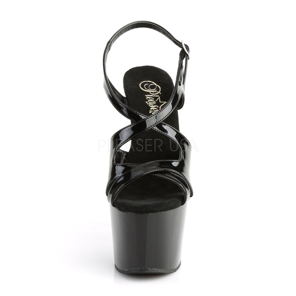 ADORE-730 Black Patent Platform Sandal Pleaser