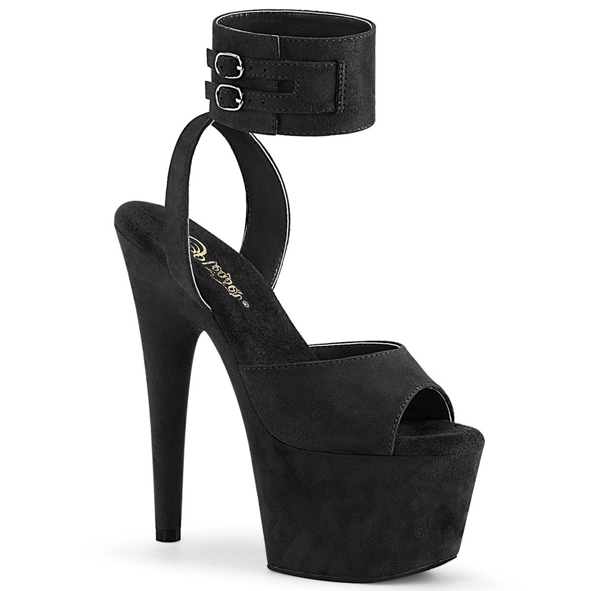 ADORE-791FS Black Faux Suede/Black Faux Suede Platform Sandal Pleaser