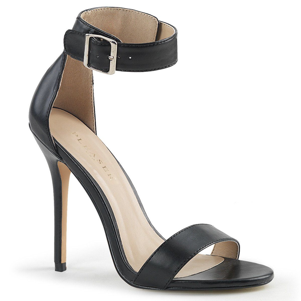 AMUSE-10 Black Pu Sandal Pleaser