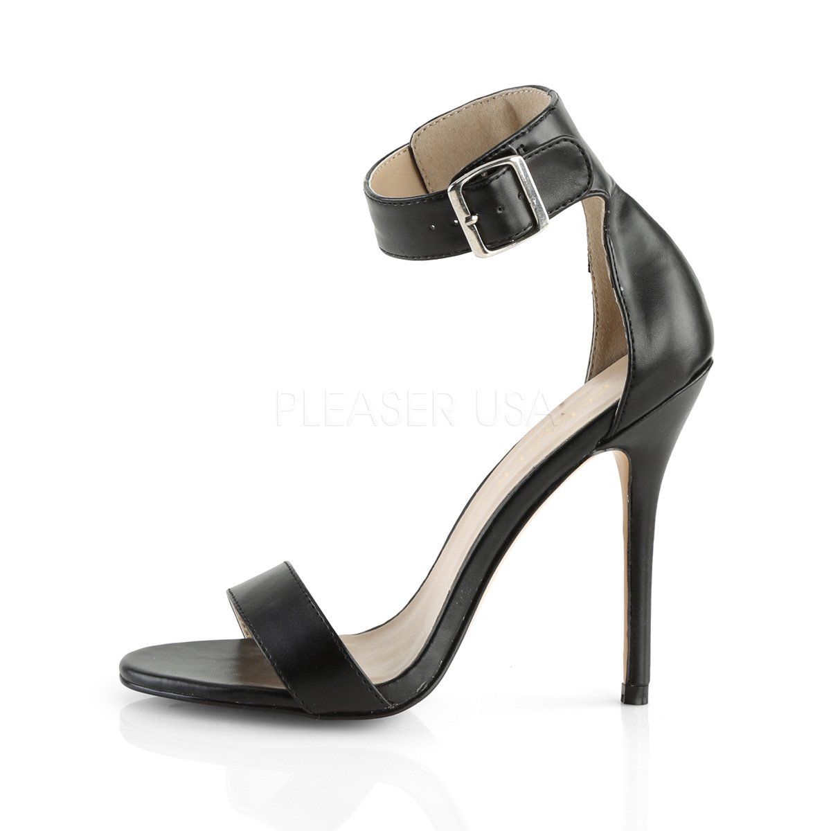 AMUSE-10 Black Pu Sandal Pleaser