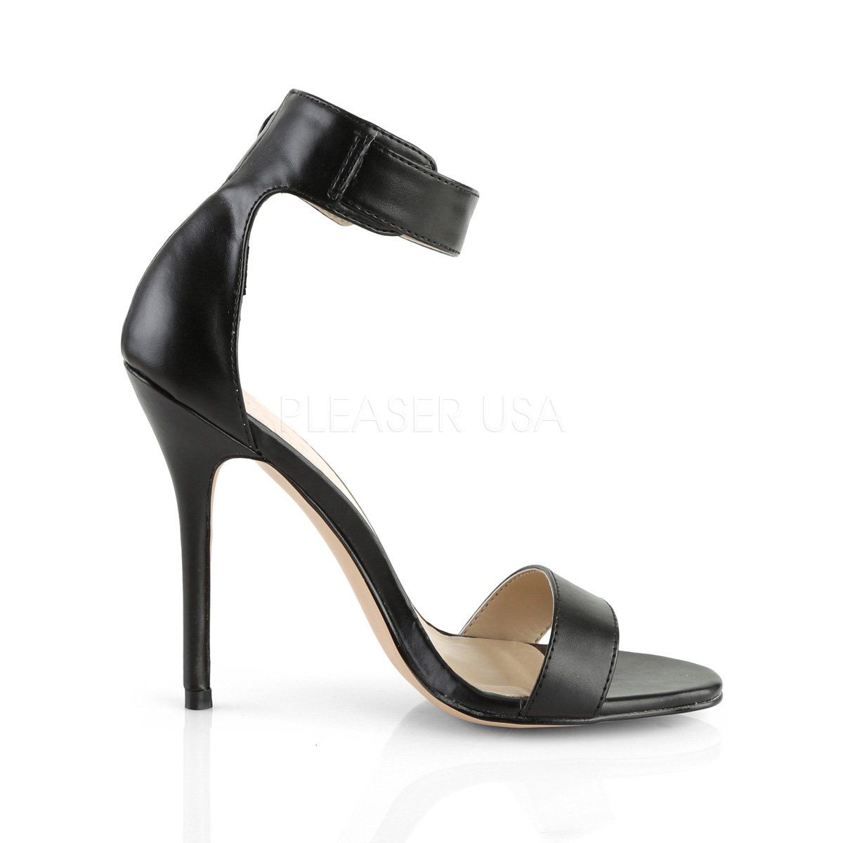 AMUSE-10 Black Pu Sandal Pleaser