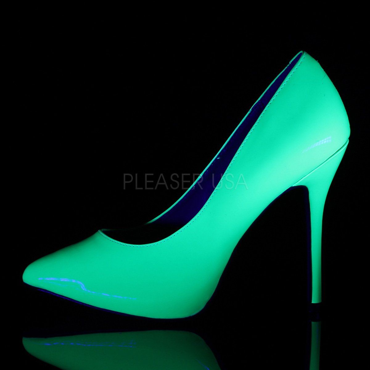 AMUSE-20 Neon Green Patent Pump Pleaser