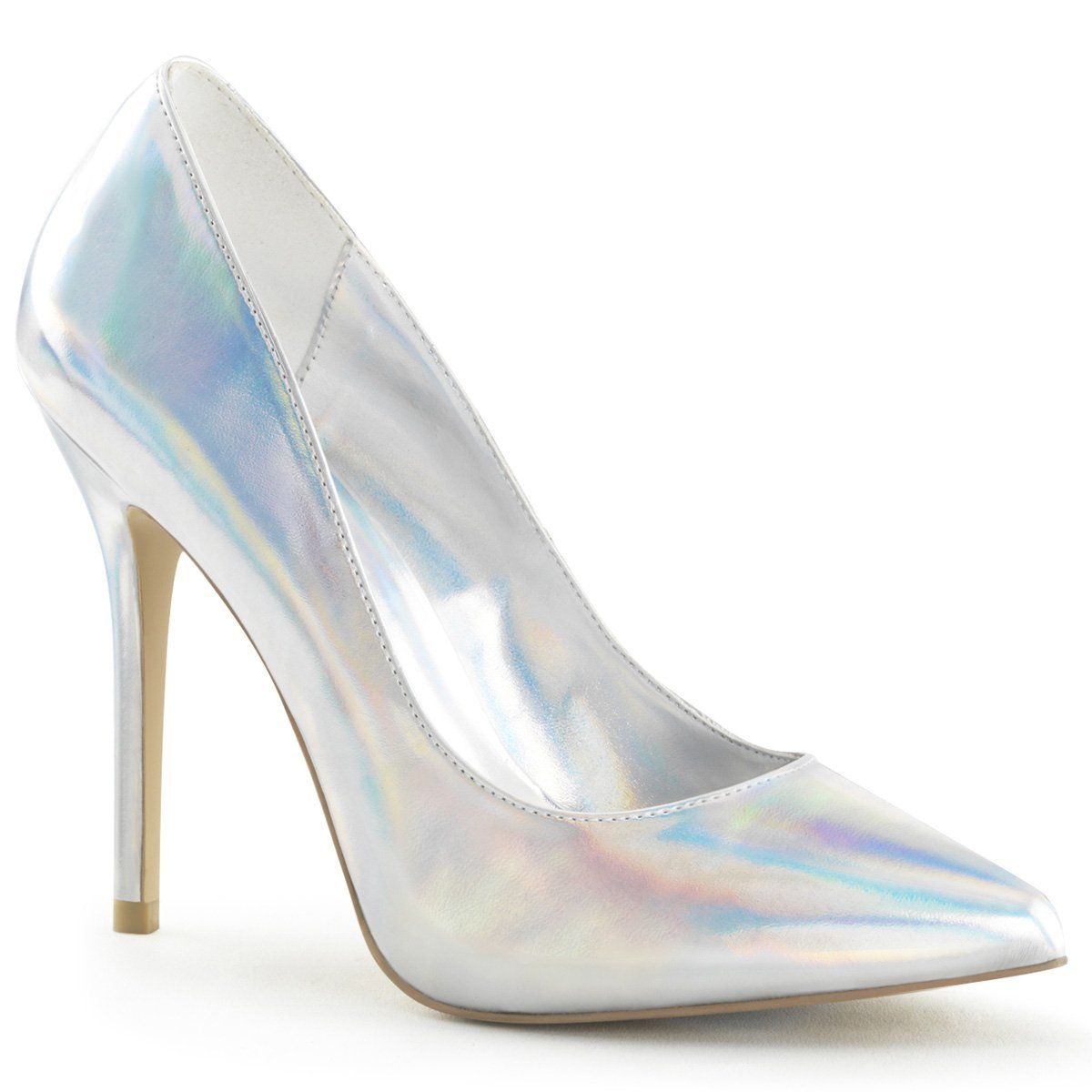 AMUSE-20 Silver Hologram Pu Pump Pleaser