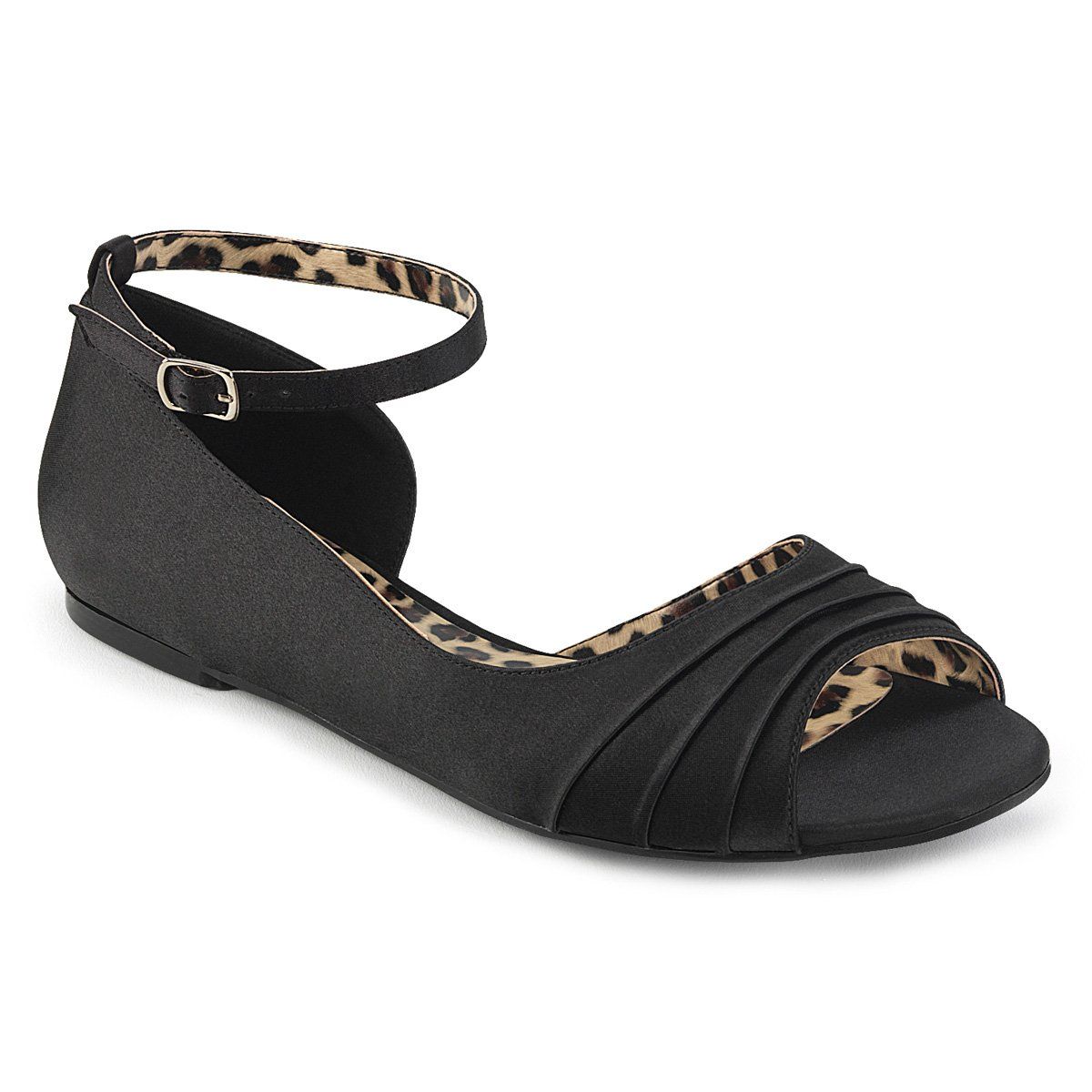 ANNA-03 Black Satin Pleaser Pink Label