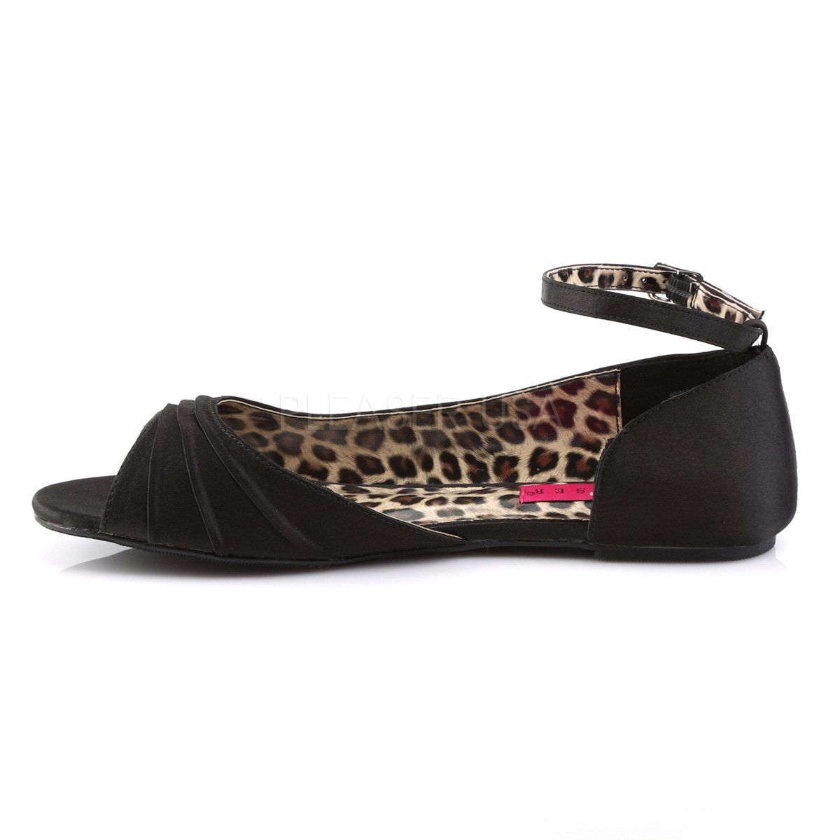 ANNA-03 Black Satin Pleaser Pink Label