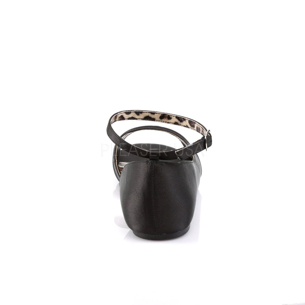 ANNA-03 Black Satin Pleaser Pink Label