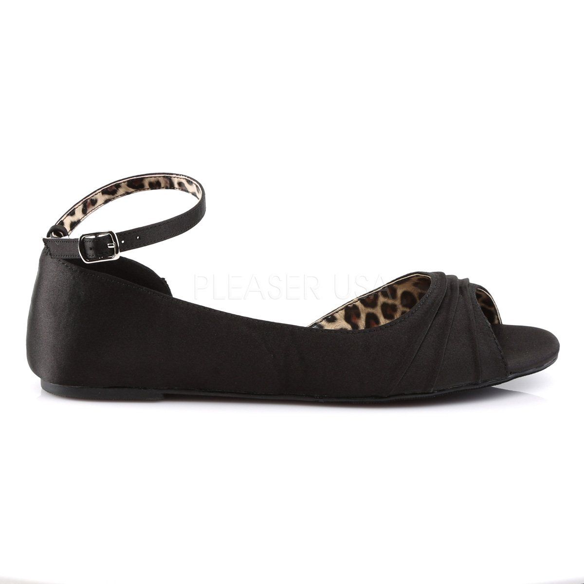 ANNA-03 Black Satin Pleaser Pink Label