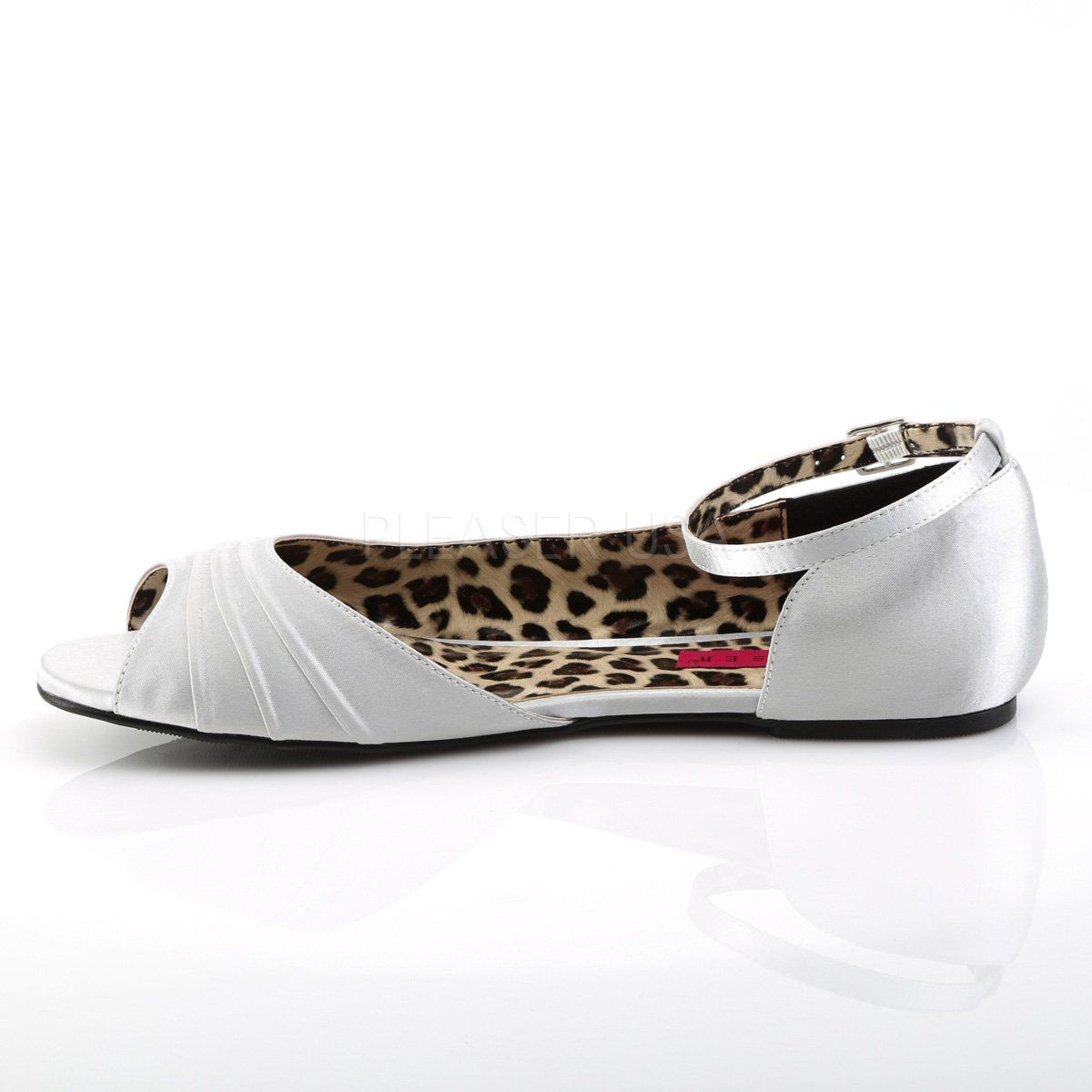 ANNA-03 Silver Satin Pleaser Pink Label