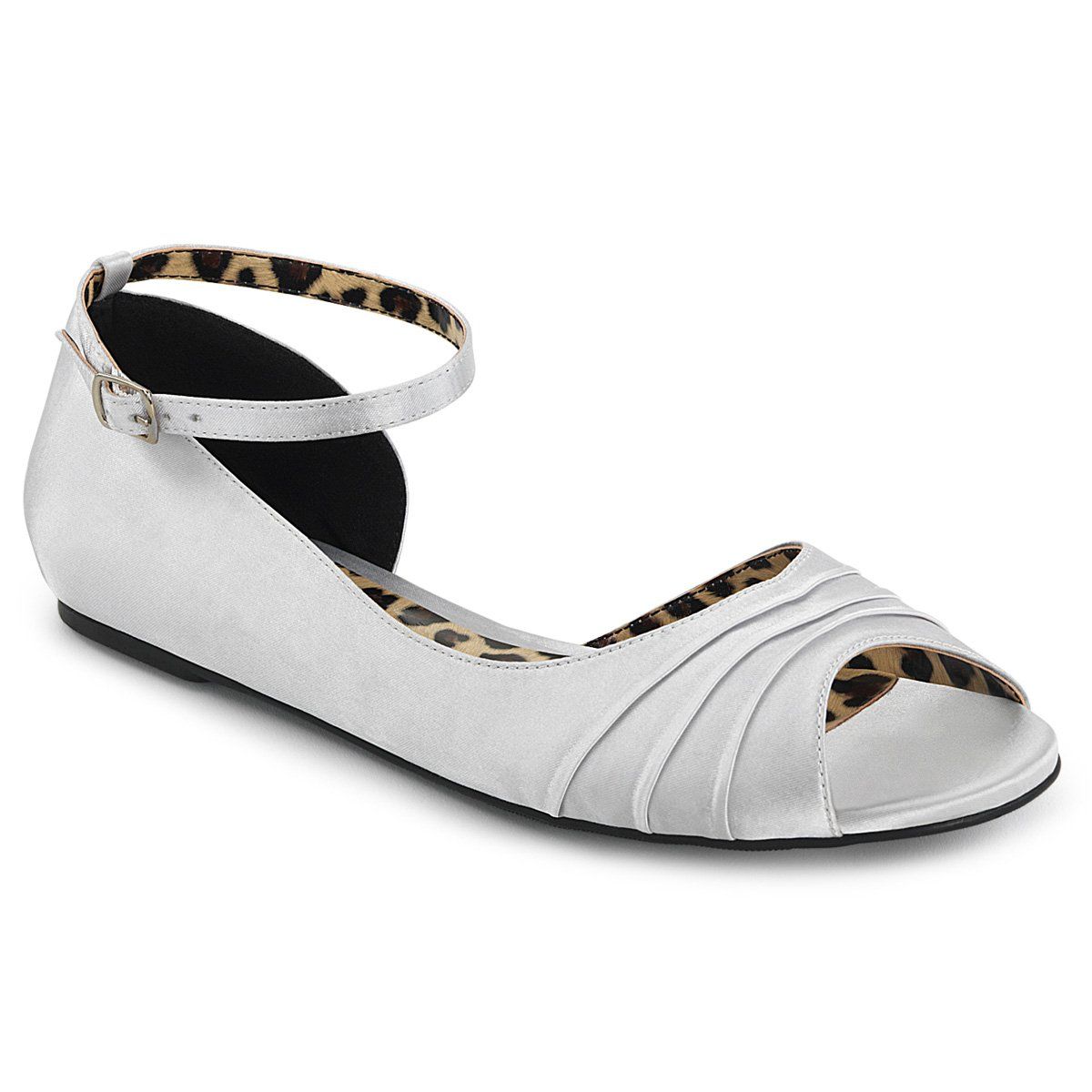 ANNA-03 Silver Satin Pleaser Pink Label
