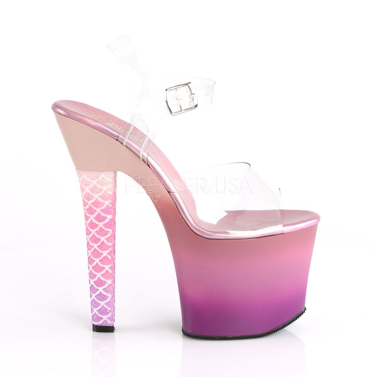 ARIEL-708OMBRE Clear/Pink-Purple Ombre Platform Sandal Pleaser