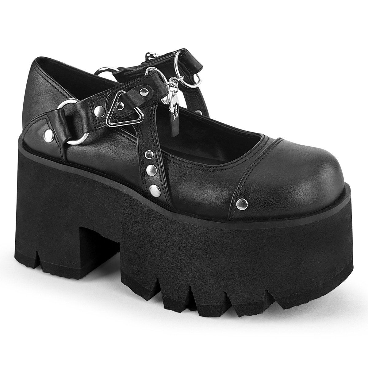 ASHES-33 Black Vegan Leather Mary Janes Demonia