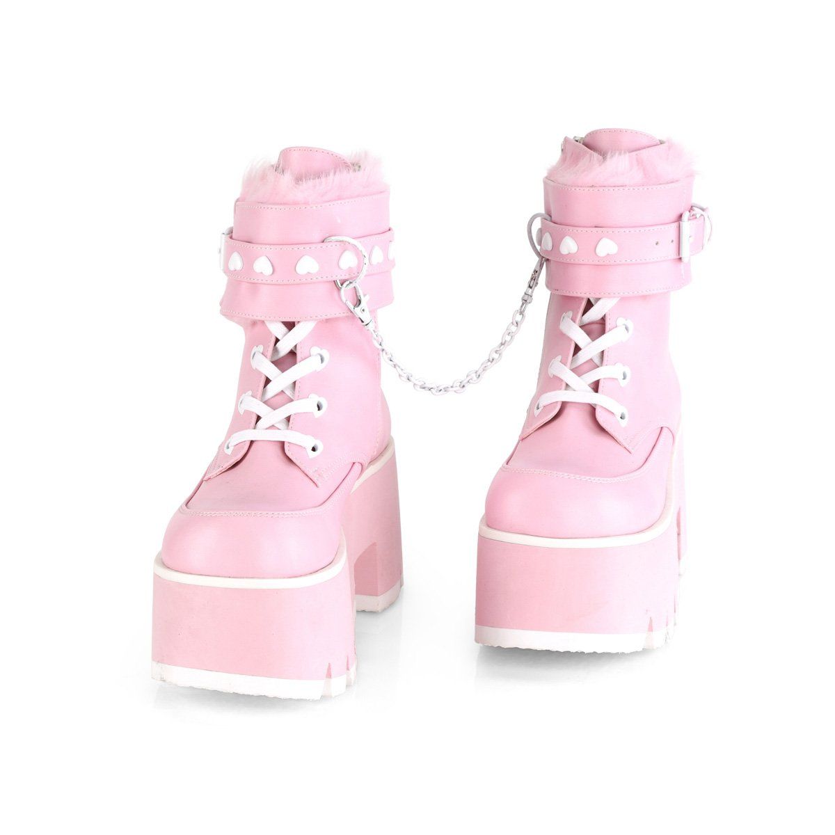 ASHES-57 Baby Pink Vegan Leather Ankle Boot Demonia