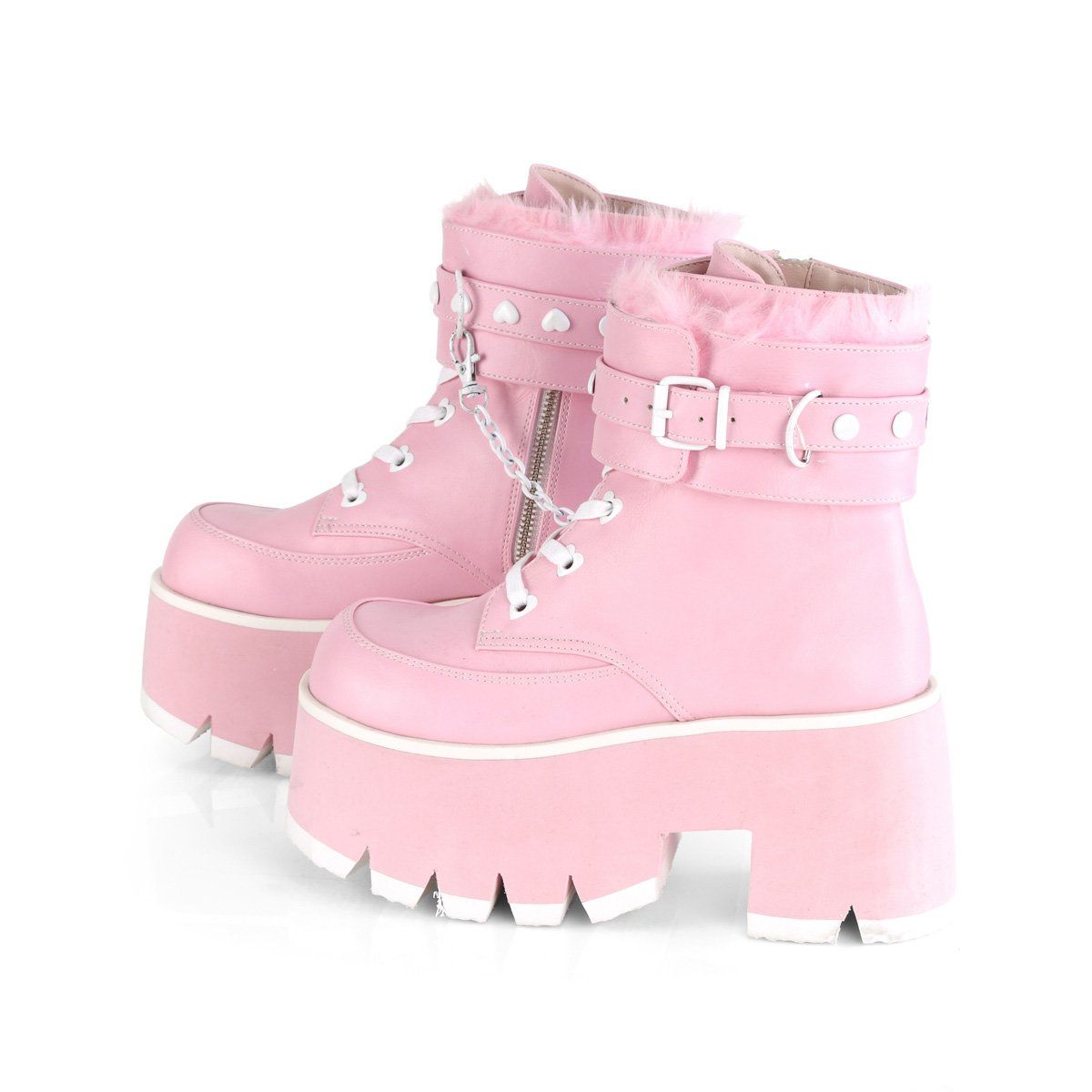 ASHES-57 Baby Pink Vegan Leather Ankle Boot Demonia