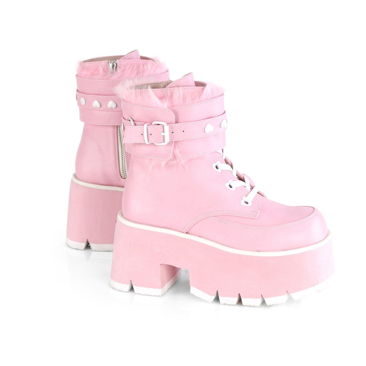 ASHES-57 Baby Pink Vegan Leather Ankle Boot Demonia