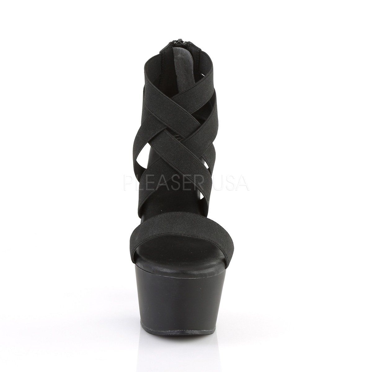 ASPIRE-669 Black Elastic Band Platform Sandal Pleaser
