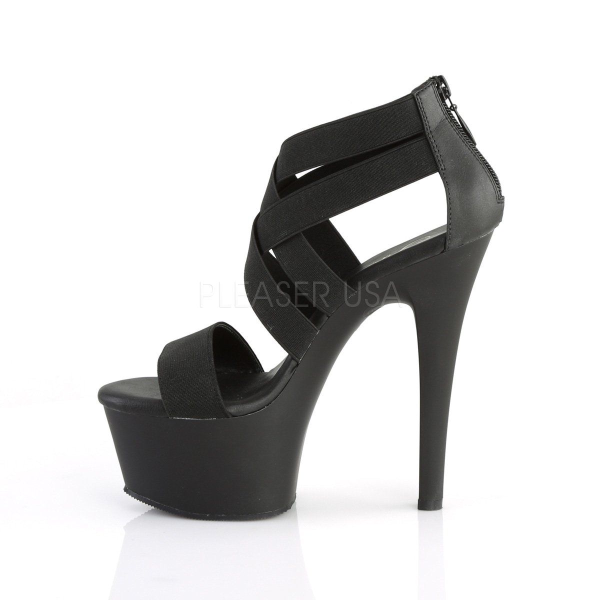 ASPIRE-669 Black Elastic Band Platform Sandal Pleaser