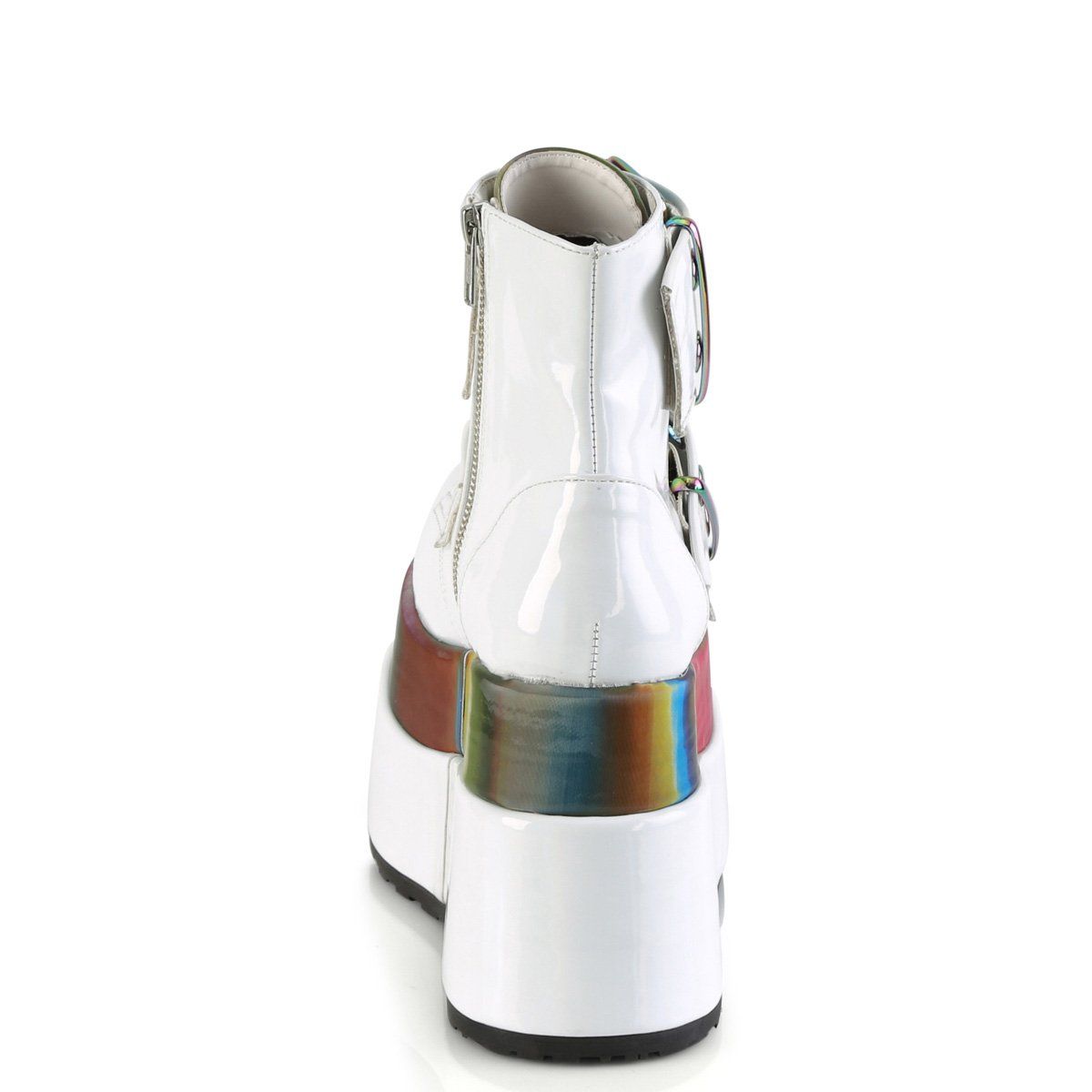 BEAR-104 White Patent-Rainbow Reflective Ankle Boot Demonia