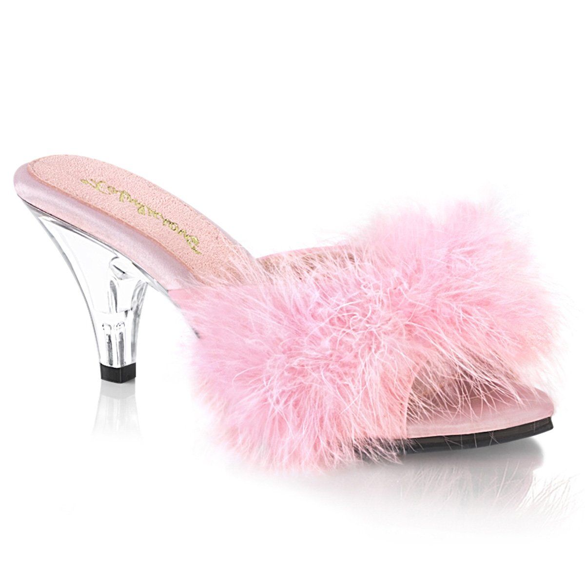 BELLE-301F Baby Pink Pu-Fur/Clear Fabulicious