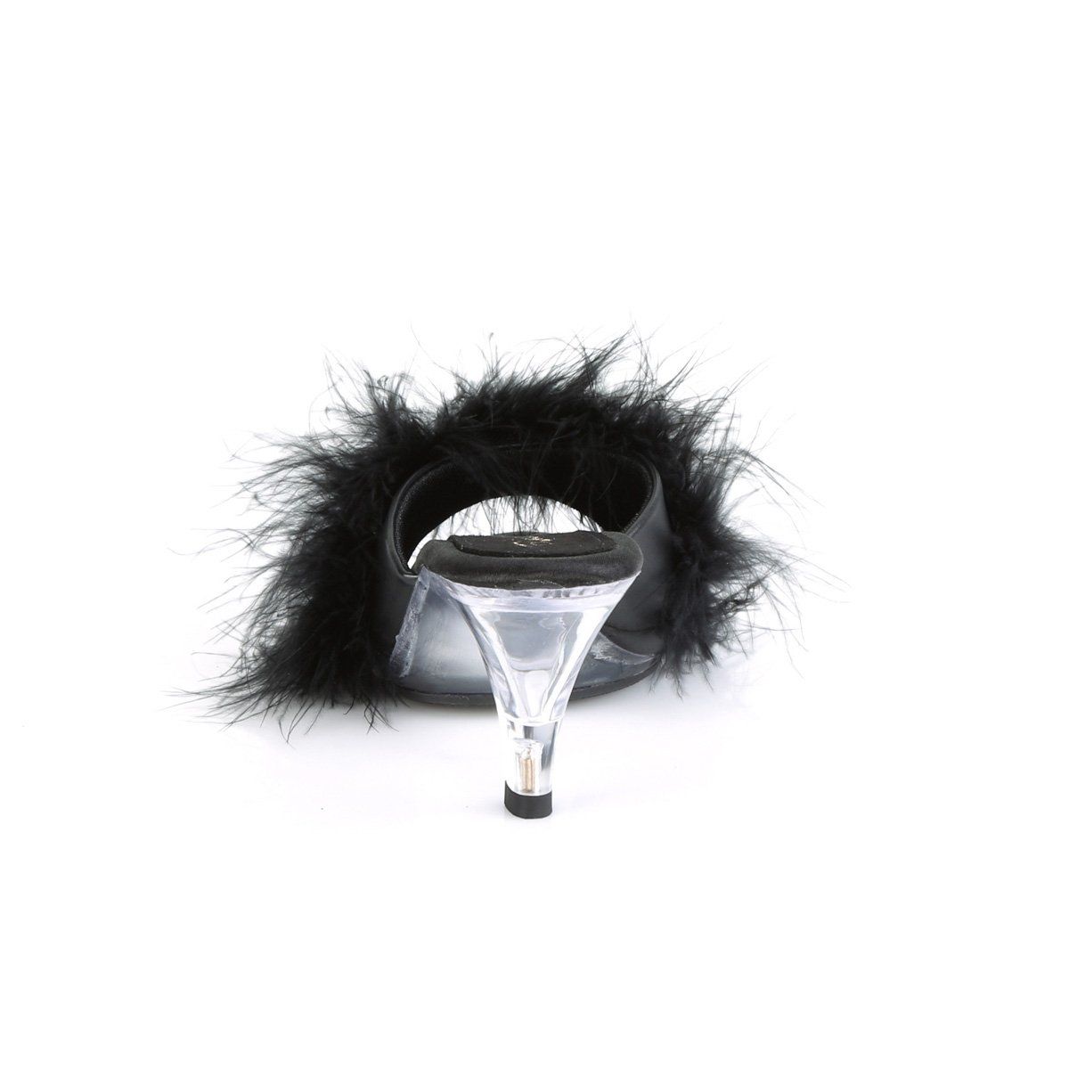 BELLE-301F Black Pu-Fur/Clear Fabulicious