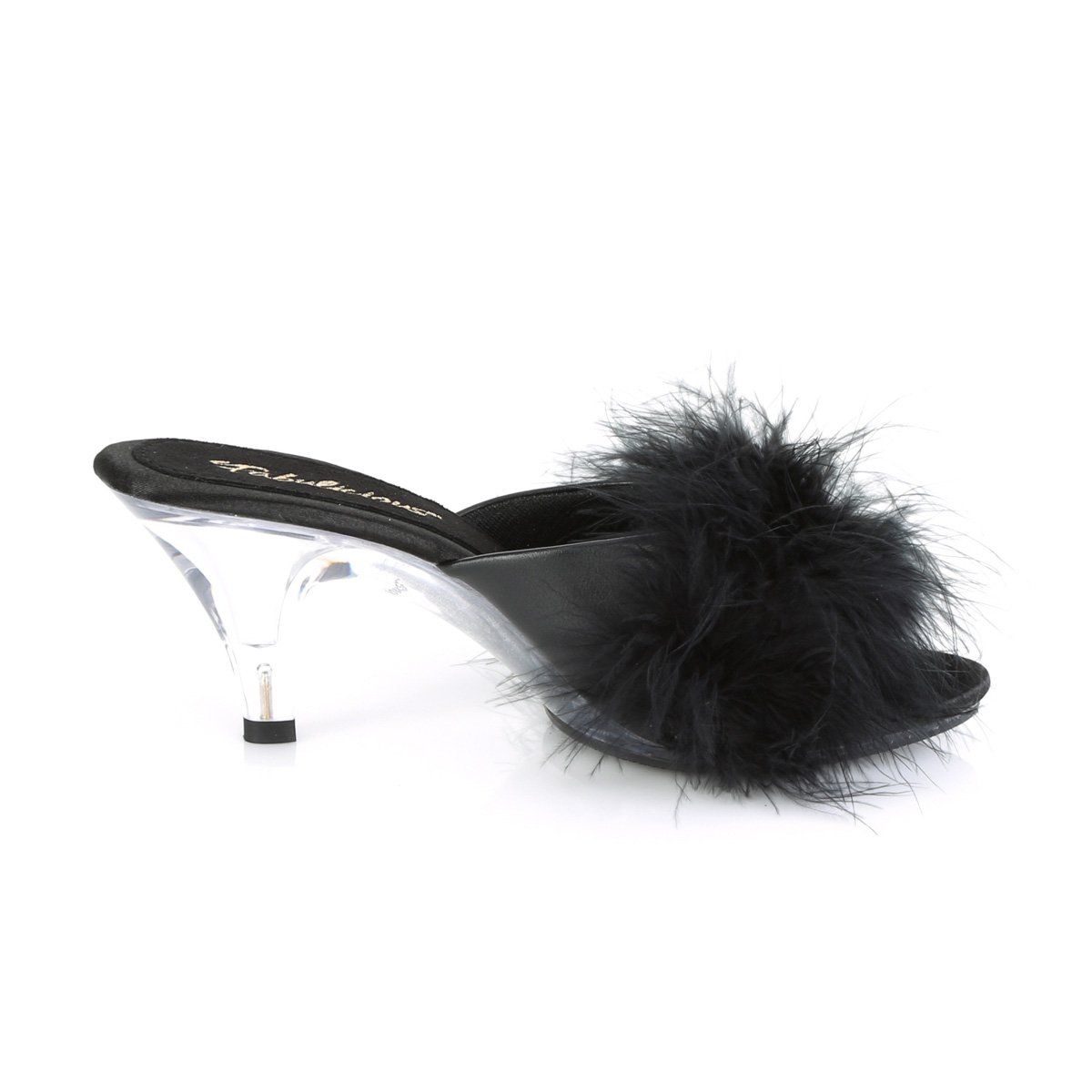 BELLE-301F Black Pu-Fur/Clear Fabulicious